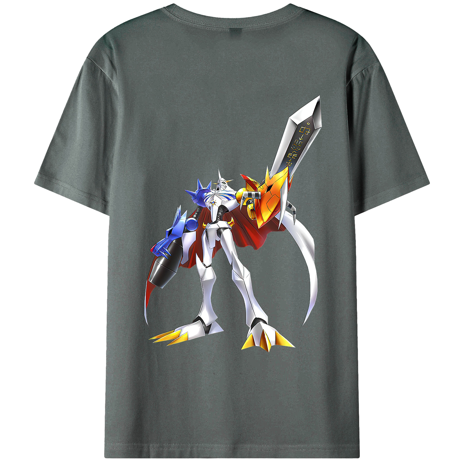 （画像用） Digimon デジタルモンスター/デジモン 綿100％ メンズ半袖Tシャツ（バックプリント） 通気性